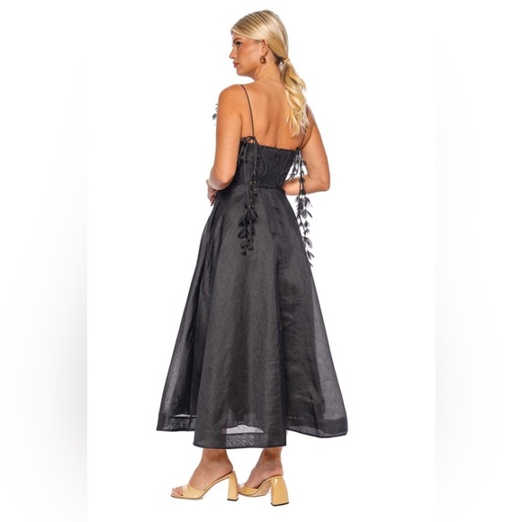 ZIMMERMANN NATURA BLACK CORSET MIDI DRESS - Picture 9 of 17